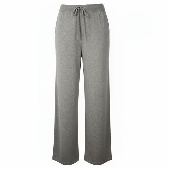 Poetry Knitwear Pull On Drawstring Pants Tan Wide Leg Cotton Knit Minimalist 14 - Picture 1 of 8